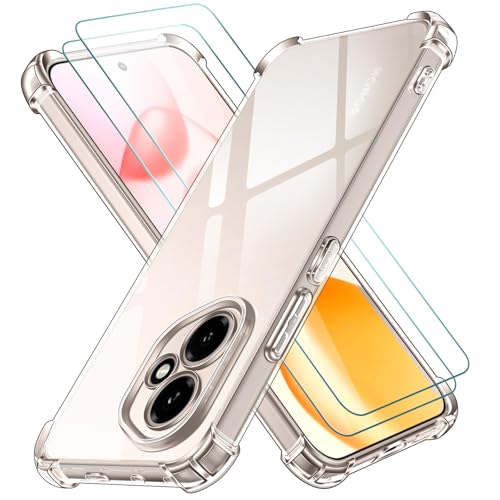 ivoler 3 in 1 case for Honor 400 5G with 2 pieces of tempered glass, transparent shockproof case, soft silicone TPU Anti-Shock case