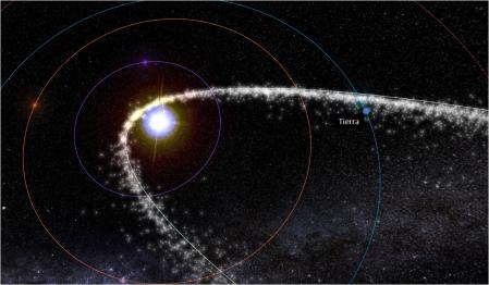Earth's orbit crosses that of asteroid 3200 Phaeton in mid-December, creating the Geminid meteors