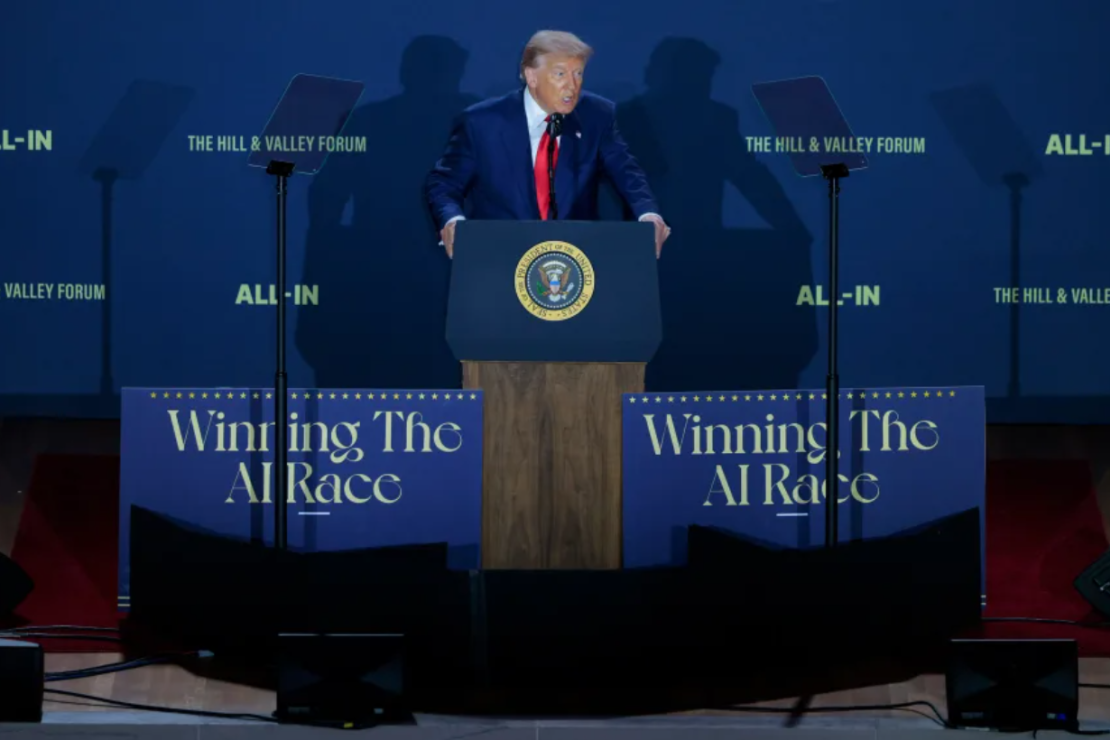 President Donald Trump speaks during the 