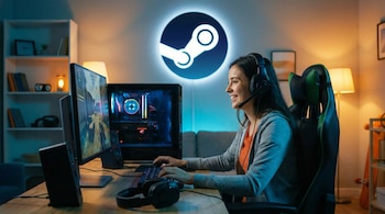 A smiling young woman plays