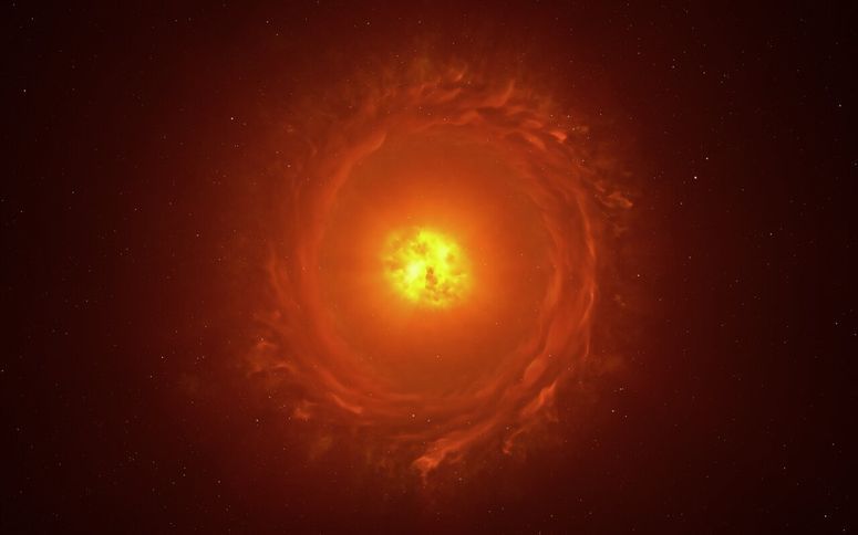 Artist's impression of a yellow hypergiant 160,000 light years away.
